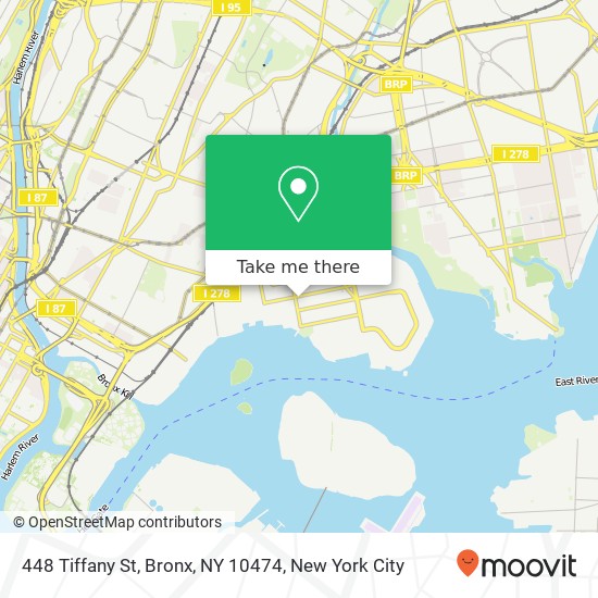 Mapa de 448 Tiffany St, Bronx, NY 10474