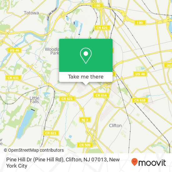 Mapa de Pine Hill Dr (Pine Hill Rd), Clifton, NJ 07013