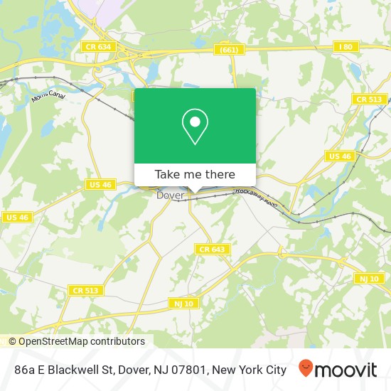 Mapa de 86a E Blackwell St, Dover, NJ 07801