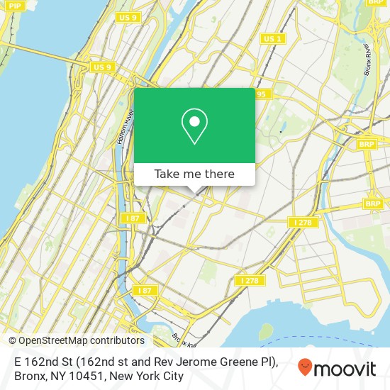 Mapa de E 162nd St (162nd st and Rev Jerome Greene Pl), Bronx, NY 10451