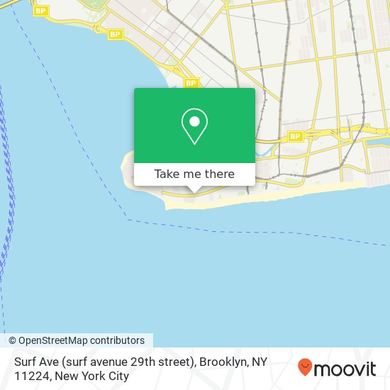 Mapa de Surf Ave (surf avenue 29th street), Brooklyn, NY 11224