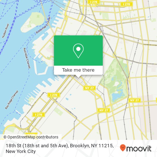 Mapa de 18th St (18th st and 5th Ave), Brooklyn, NY 11215
