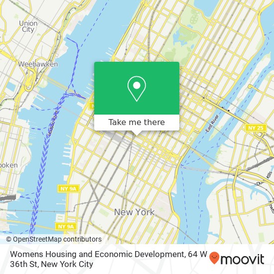 Mapa de Womens Housing and Economic Development, 64 W 36th St