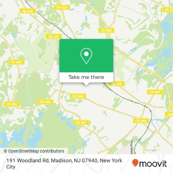 Mapa de 191 Woodland Rd, Madison, NJ 07940