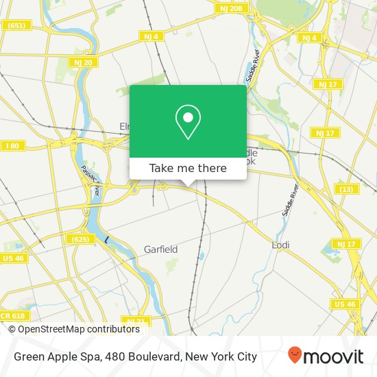 Green Apple Spa, 480 Boulevard map