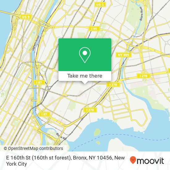 Mapa de E 160th St (160th st forest), Bronx, NY 10456