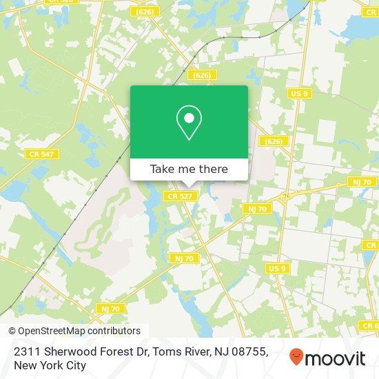 Mapa de 2311 Sherwood Forest Dr, Toms River, NJ 08755