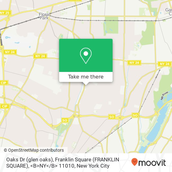 Mapa de Oaks Dr (glen oaks), Franklin Square (FRANKLIN SQUARE), <B>NY< / B> 11010