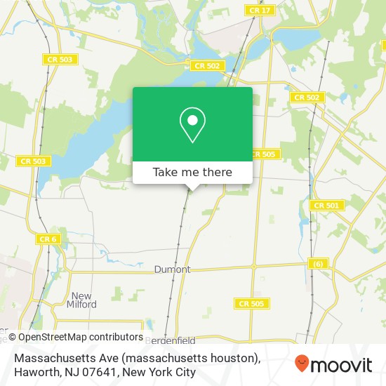 Mapa de Massachusetts Ave (massachusetts houston), Haworth, NJ 07641