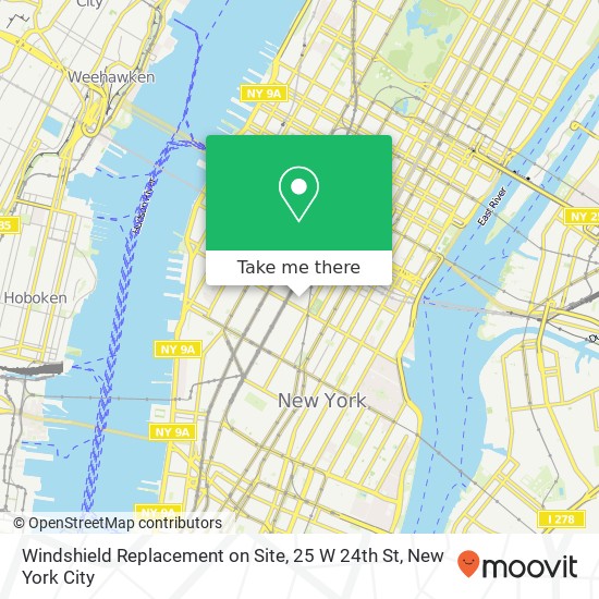 Windshield Replacement on Site, 25 W 24th St map