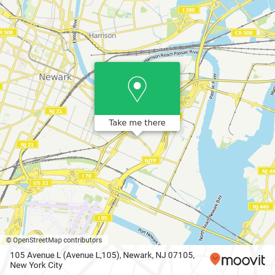 Mapa de 105 Avenue L (Avenue L,105), Newark, NJ 07105