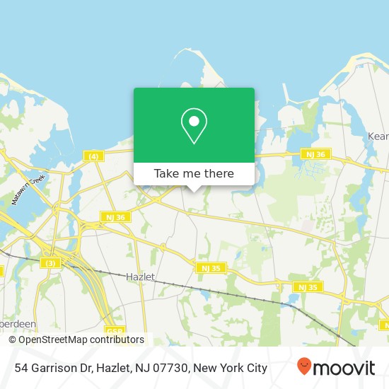 Mapa de 54 Garrison Dr, Hazlet, NJ 07730