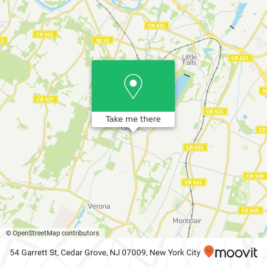 Mapa de 54 Garrett St, Cedar Grove, NJ 07009