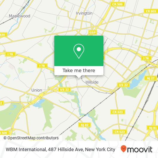 Mapa de WBM International, 487 Hillside Ave