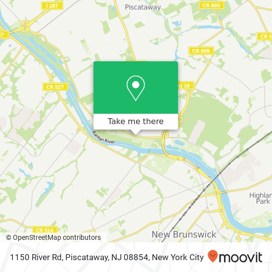 Mapa de 1150 River Rd, Piscataway, NJ 08854