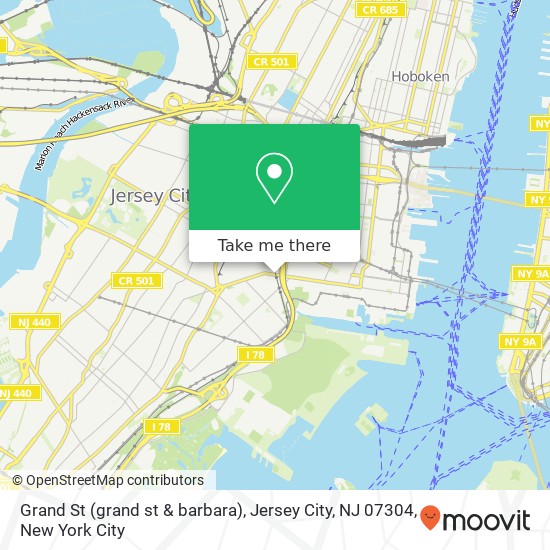 Mapa de Grand St (grand st & barbara), Jersey City, NJ 07304