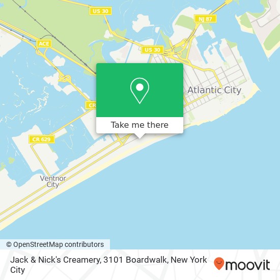 Mapa de Jack & Nick's Creamery, 3101 Boardwalk