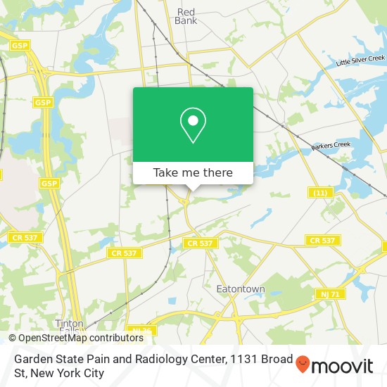 Garden State Pain and Radiology Center, 1131 Broad St map