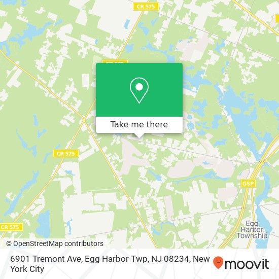 Mapa de 6901 Tremont Ave, Egg Harbor Twp, NJ 08234