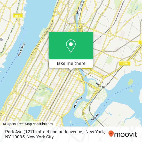 Park Ave (127th street and park avenue), New York, NY 10035 map