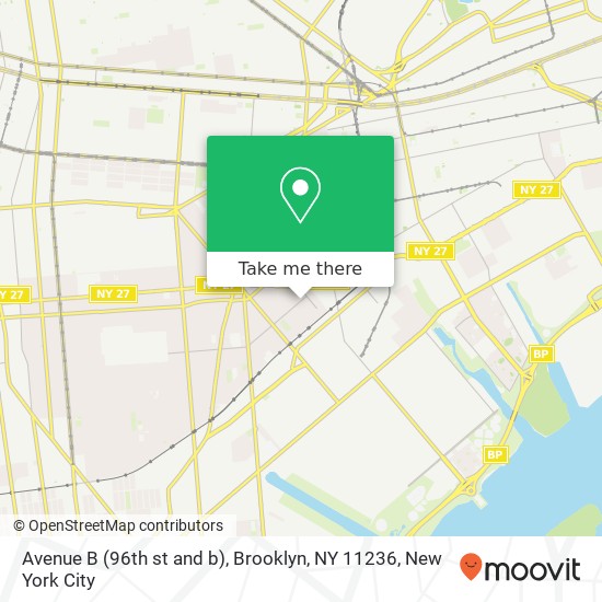 Mapa de Avenue B (96th st and b), Brooklyn, NY 11236