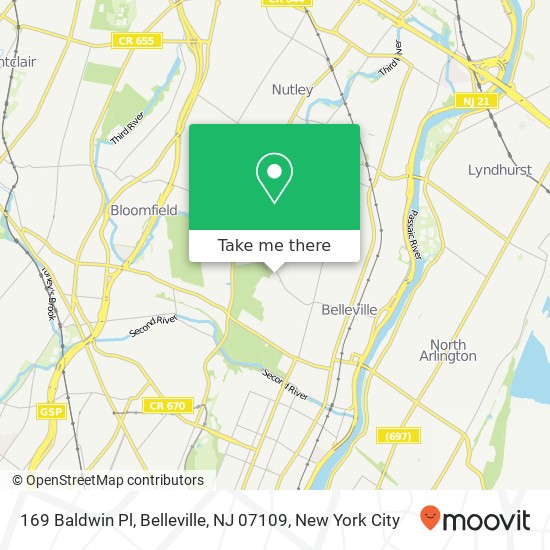 Mapa de 169 Baldwin Pl, Belleville, NJ 07109
