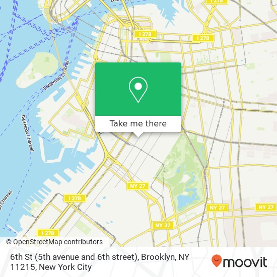 Mapa de 6th St (5th avenue and 6th street), Brooklyn, NY 11215