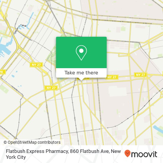 Mapa de Flatbush Express Pharmacy, 860 Flatbush Ave