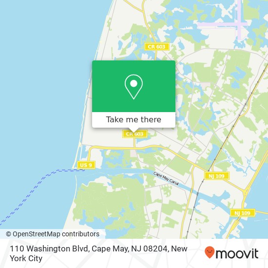 Mapa de 110 Washington Blvd, Cape May, NJ 08204