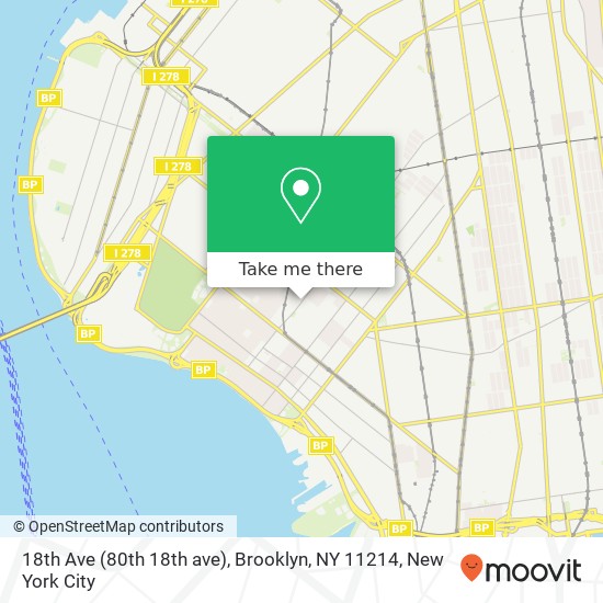 Mapa de 18th Ave (80th 18th ave), Brooklyn, NY 11214