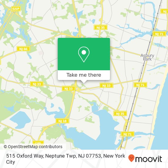 Mapa de 515 Oxford Way, Neptune Twp, NJ 07753