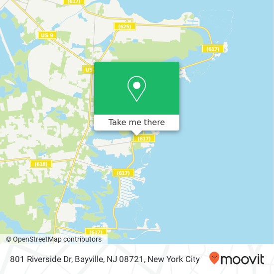 Mapa de 801 Riverside Dr, Bayville, NJ 08721