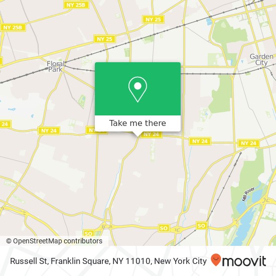 Mapa de Russell St, Franklin Square, NY 11010