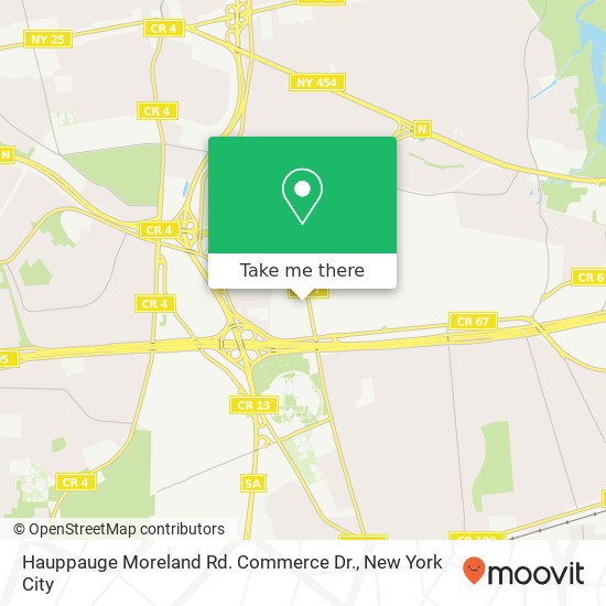 Mapa de Hauppauge Moreland Rd. Commerce Dr.