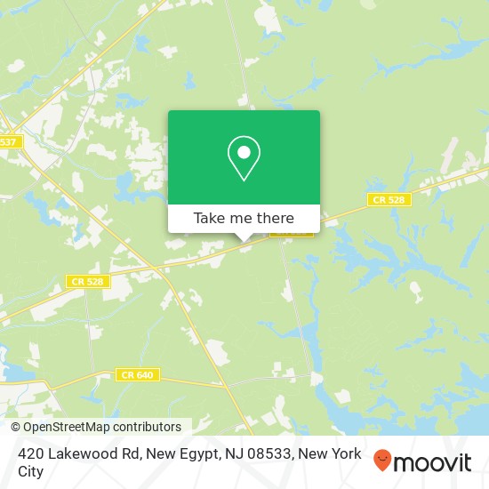 Mapa de 420 Lakewood Rd, New Egypt, NJ 08533