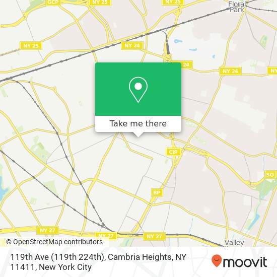 Mapa de 119th Ave (119th 224th), Cambria Heights, NY 11411