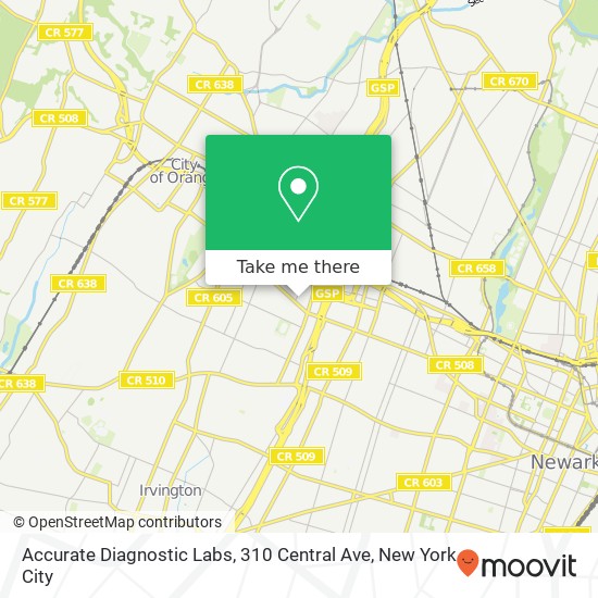 Mapa de Accurate Diagnostic Labs, 310 Central Ave