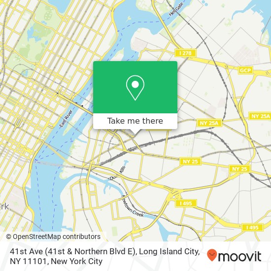 Mapa de 41st Ave (41st & Northern Blvd E), Long Island City, NY 11101