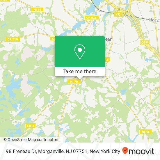 Mapa de 98 Freneau Dr, Morganville, NJ 07751