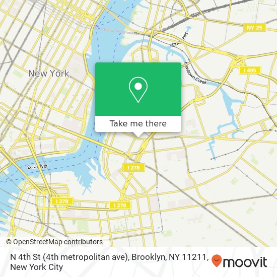 Mapa de N 4th St (4th metropolitan ave), Brooklyn, NY 11211