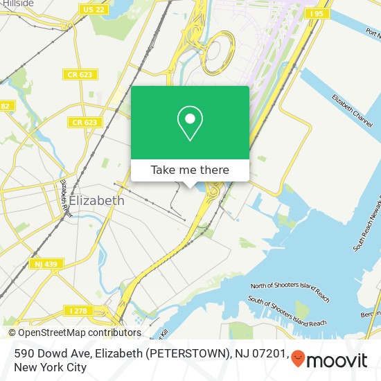 Mapa de 590 Dowd Ave, Elizabeth (PETERSTOWN), NJ 07201