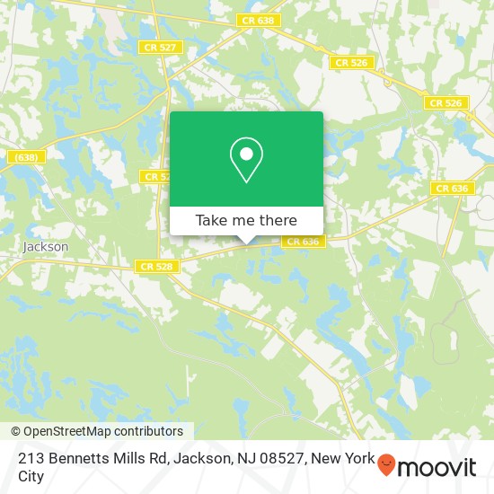 Mapa de 213 Bennetts Mills Rd, Jackson, NJ 08527
