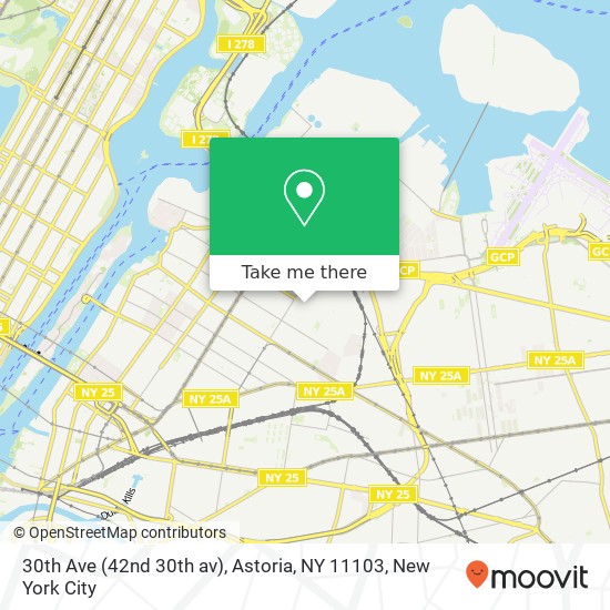 Mapa de 30th Ave (42nd 30th av), Astoria, NY 11103