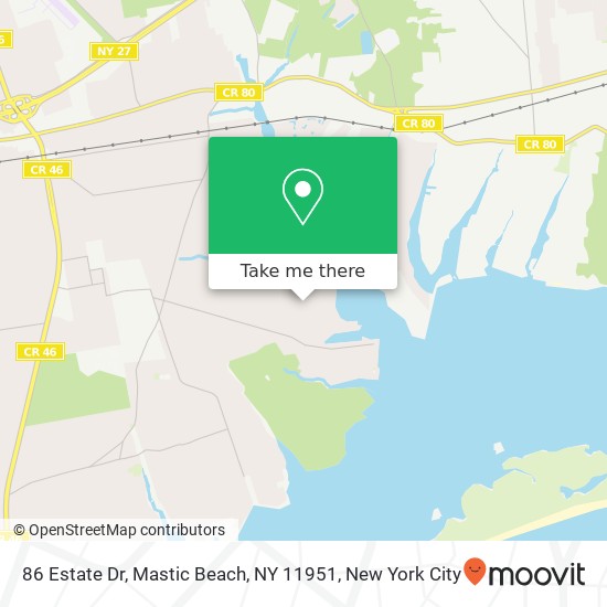 Mapa de 86 Estate Dr, Mastic Beach, NY 11951