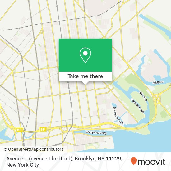 Mapa de Avenue T (avenue t bedford), Brooklyn, NY 11229