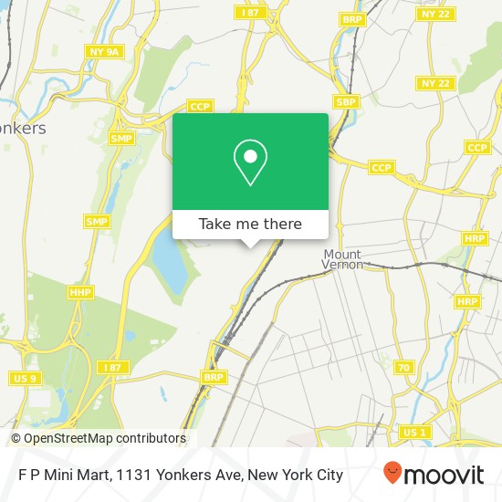 Mapa de F P Mini Mart, 1131 Yonkers Ave