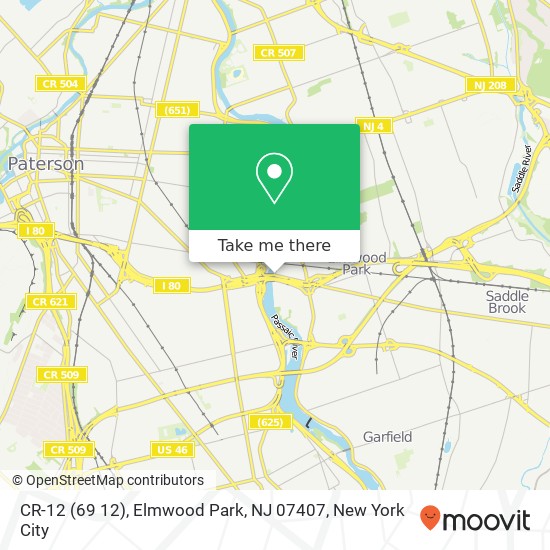 Mapa de CR-12 (69 12), Elmwood Park, NJ 07407