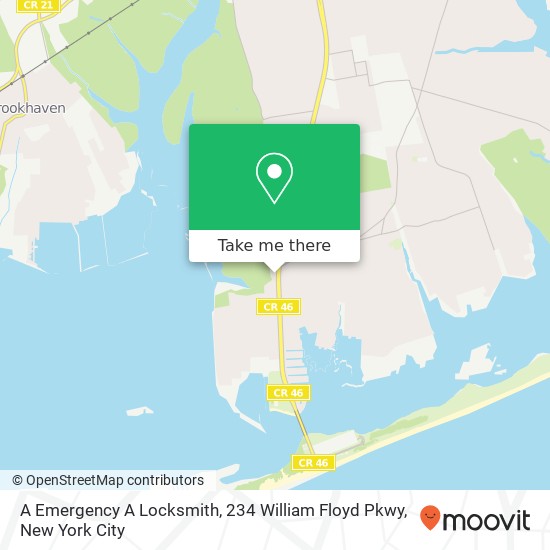 Mapa de A Emergency A Locksmith, 234 William Floyd Pkwy