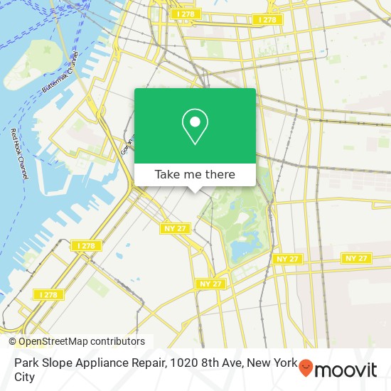 Park Slope Appliance Repair, 1020 8th Ave map