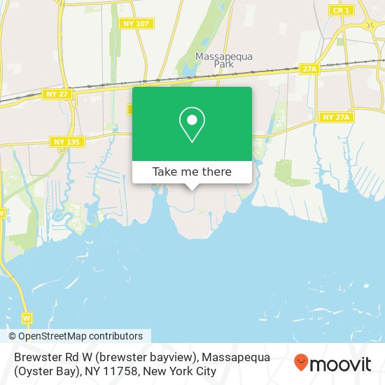 Mapa de Brewster Rd W (brewster bayview), Massapequa (Oyster Bay), NY 11758